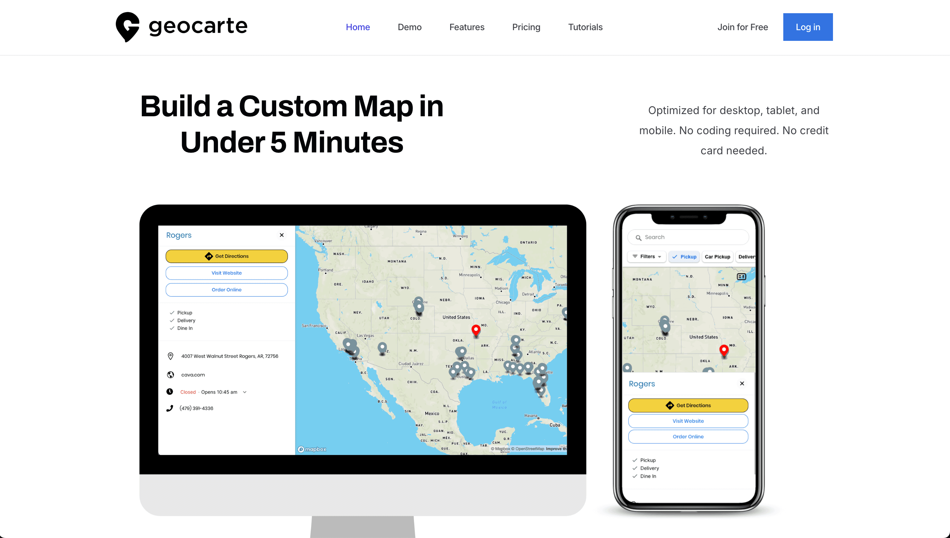 Geocarte landing page