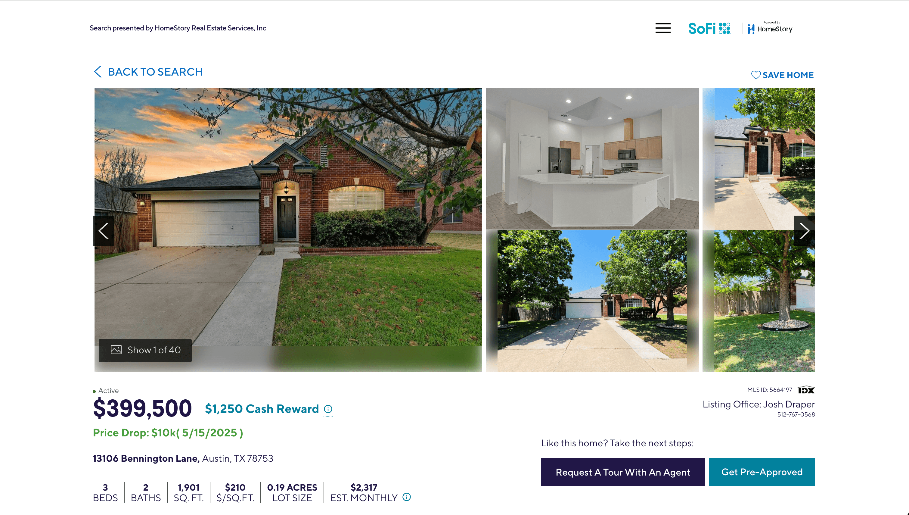 HomeStory individual listing with gallery and map
